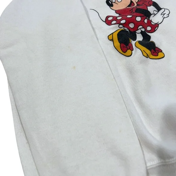 VTG 80’s White Minnie Mouse Sweatshirt with Red Hearts V-Day - Picture 4 of 5